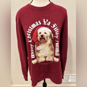 Christmas Home Alone Puppy Cranberry Sweatshirt, size medium